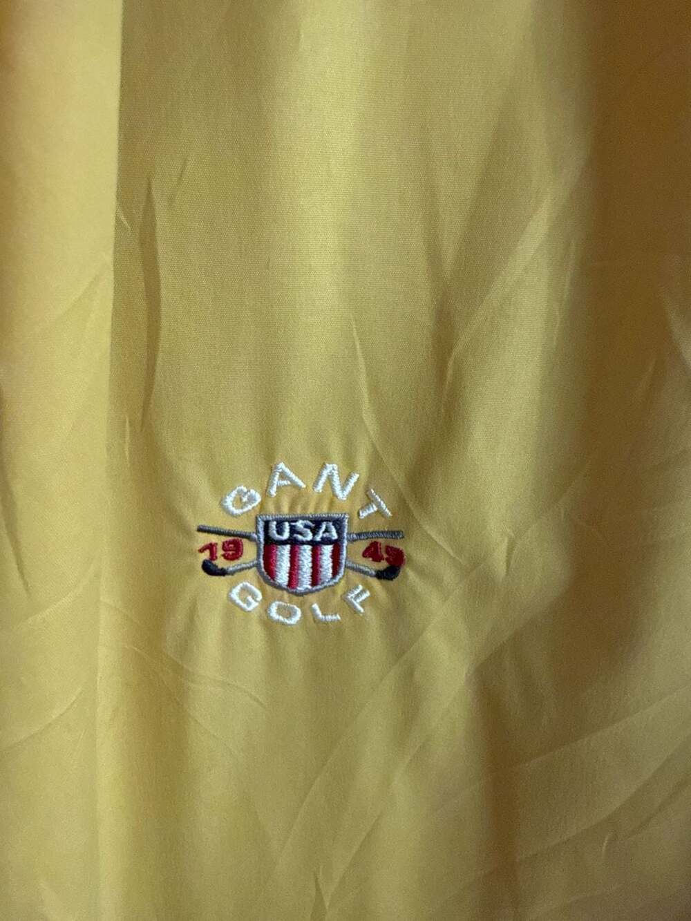 Excellent Vintage Gant USA The Golfer Yellow Hooded Windbreaker Jacket - Picture 2 of 6